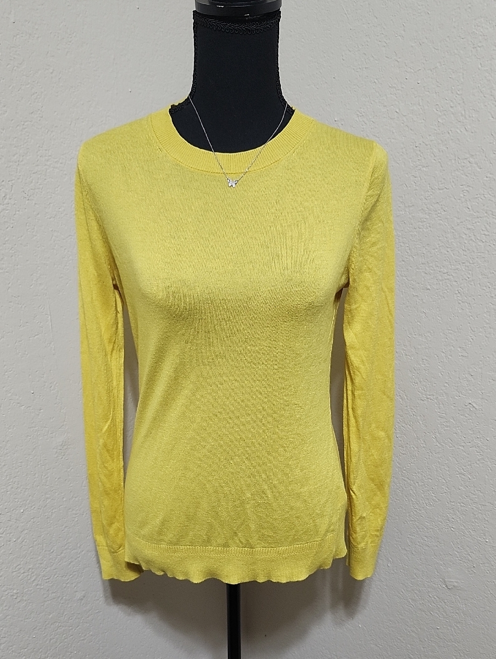 Banana Republic Yellow Lightweight Knit Silk/Cashmere Blend Crewneck Sweater S